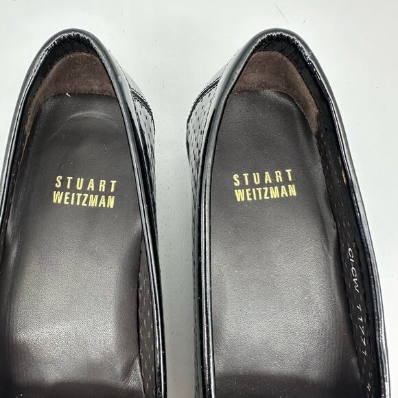 Stuart Weitzman Black Patent Leather Loafers Flats Front Buckle Womens Size 4M - Picture 13 of 16